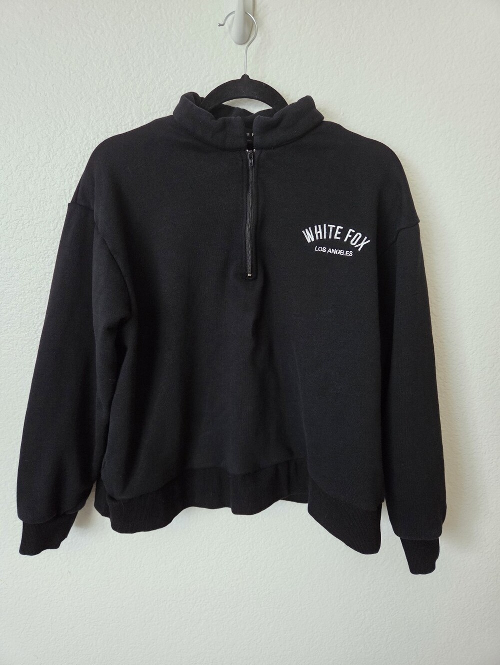 White Fox  Quarter Zip Pullover Sweatshirt Women's Size Small Black